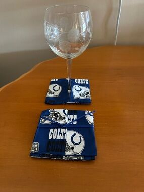 NFL Indianapolis Colts Fabric Coasters - Blue & White Set